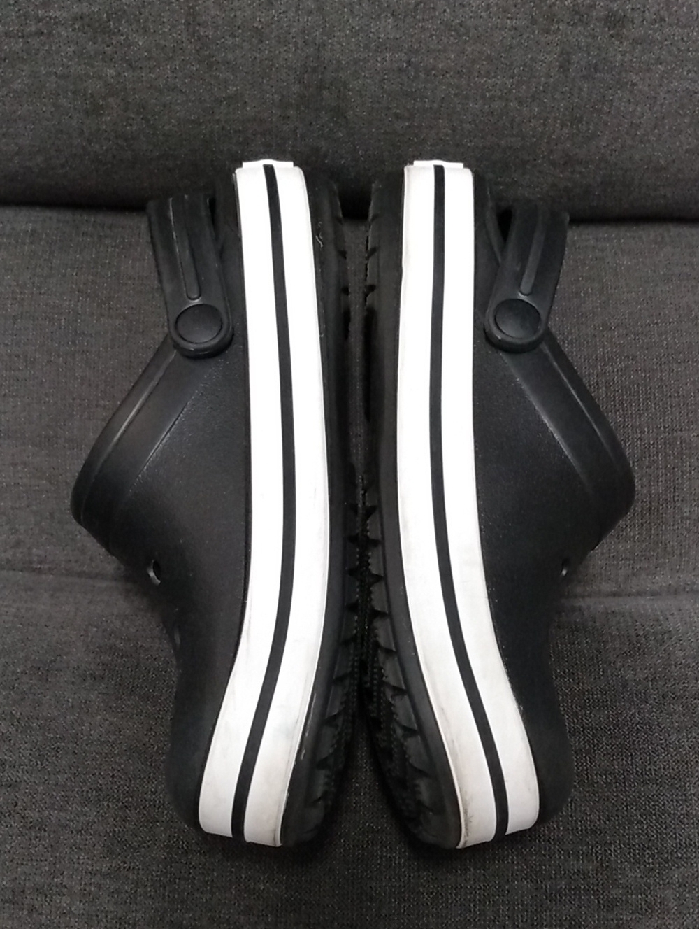CROCS Kid's Crocband Clog Black Slip-On w/ White Trim Big Kids Size J4 - Picture 7 of 12
